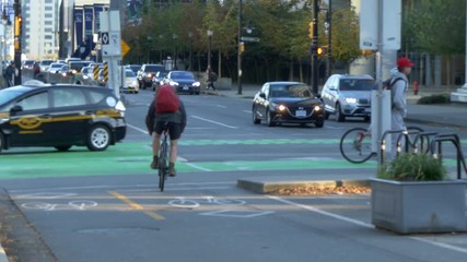 Bicycle lane city Vancouver
