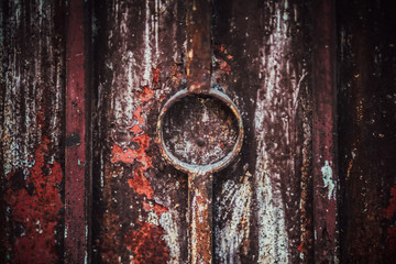 Low key lighting Old door background, Old door light and shadow, Conservative with toned color and selective focus.