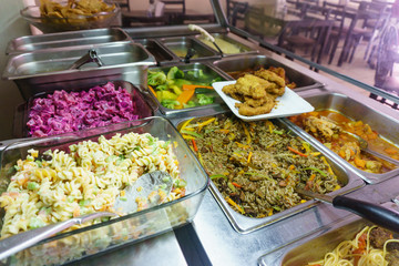 Groups of Buffet in the Restaurant. Selective focus