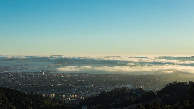 San Francisco Fog Day To Night Sunset Timelapse from Berkeley Overlook