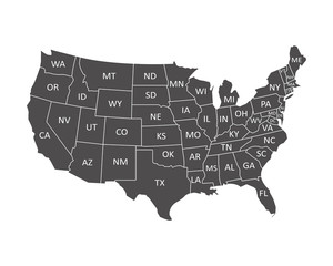 USA map with states