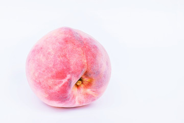 Ripe peach fruit on white background