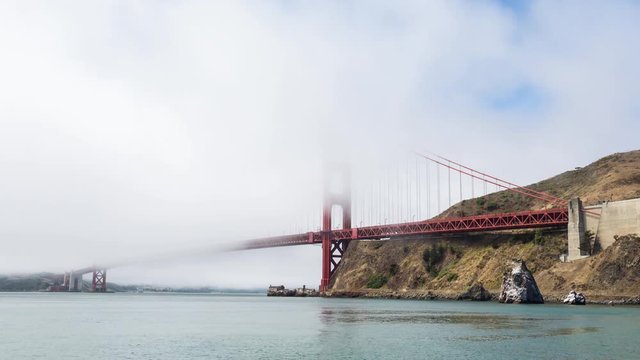 Golden Gate Bridge and Fog San Francisco Day Timelapse