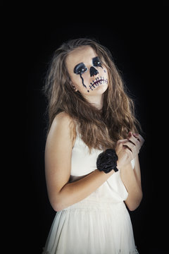 Portrait of a girl dressed for Halloween celebration