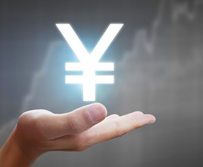  financial symbols coming from hand