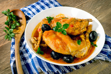 Stewed rabbit legs