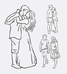 Love couple romantic activity hand drawing. good use for symbol, logo, web icon, mascot, sign, sticker, or any design you want.