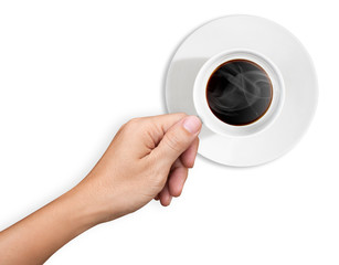 Hand are holding a cup of coffee
