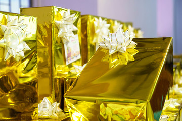 Gift boxes of gold color