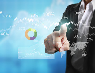  financial symbols coming from hand