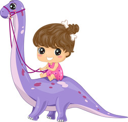 Kid Girl Ride Brontosaurus