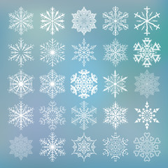 25 snowflakes collection eps10 illustration.