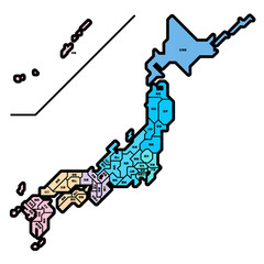 シンプルな日本略地図 14