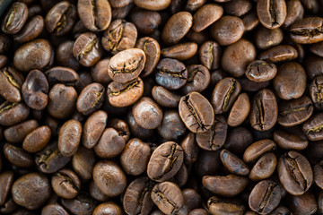Coffee beans with interesting light. Background image