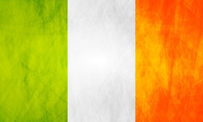 Grunge illustration of Irish flag. Vector background