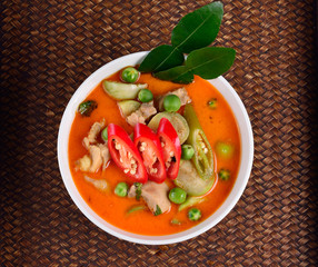 Red chicken coconut curry : Delicious and famous Thailand food