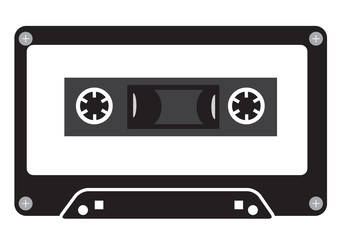 Audio tape cassette record, flat design.