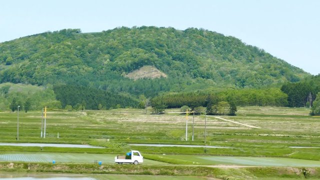 4K video of country side landscape on train at Hokkaido