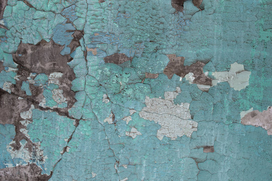 Peeling paint on wall seamless texture. Pattern of rustic grunge material