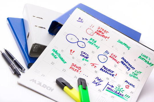 Busy working month full of events - calendar 2016 - Full time job