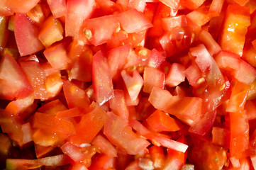 many dice tomato texture 
