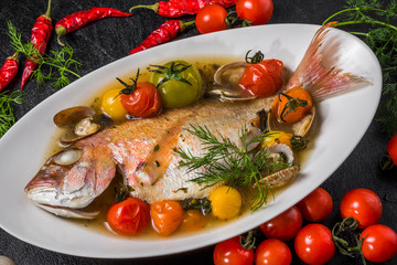 真鯛のアクアパッツア acqua pazza of the red snapper Italian