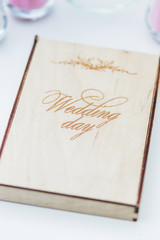 Wooden box with sign wedding day