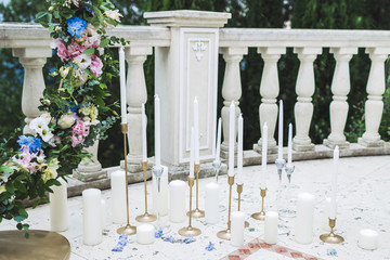 Wedding decorations with a lot of candles