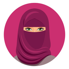 Arabic muslim woman in niqab Isolated on a white background