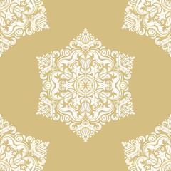 Seamless classic vector gold and white pattern. Traditional orient ornament