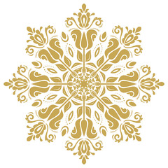Oriental vector golden pattern with arabesques and floral elements. Traditional classic ornament