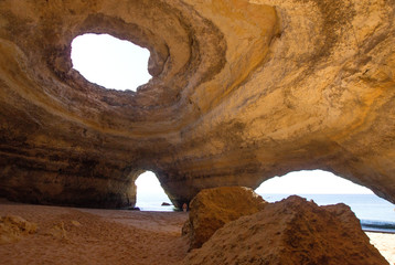 Famous cave at Benagil beach in Algarve