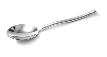 collection of Stainless steel glossy metal kitchen spoon isolate