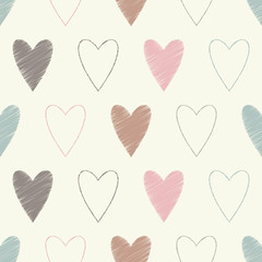 Seamless vector background with decorative hearts. Print. Poster Love. Cloth design, wallpaper.