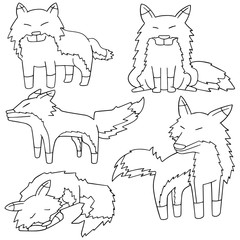 vector set of fox