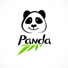 Panda logo bamboo icon