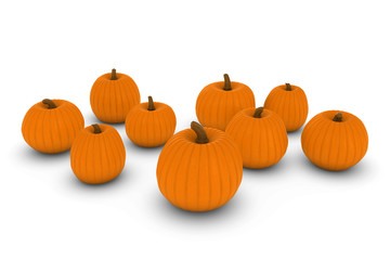 Halloween Pumpkins Isolated on White Background with Shadows 3D Illustration