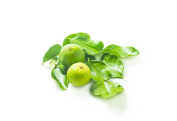 Lime and Kaffir lime leaves isolated