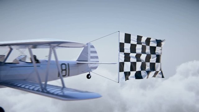 The plane with the checkered flag. 3D rendering.
Could be used as a transition. Chroma key is included. 4K