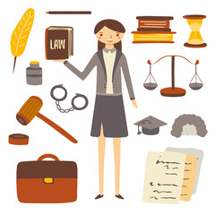 Hand drawn flat style woman lawyer