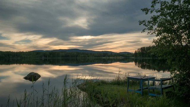 Timelapse of a sunset at Midsummer in Sweden.