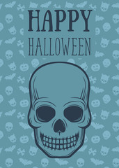 halloween poster template with skull in vintage style
