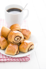 Mini cinnamon buns and coffee.