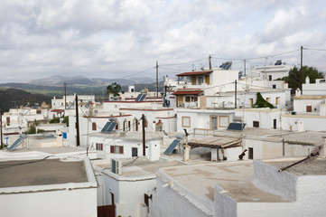 Fototapeta premium Asklipio (Asklipeiou), island of Rhodes, Greece. The village of Asklipio has a superb Byzantine church and a medieval castle. Its is a rather small but lively village, with a fairly large population. 