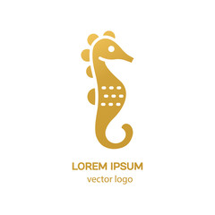 Line style logotype with sea horse. Isolated on white background and easy to use. Clean and minimalist symbol. Modern easy to edit logo template.