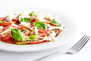 Italian caprese, mozzarella, tomatoes, basil