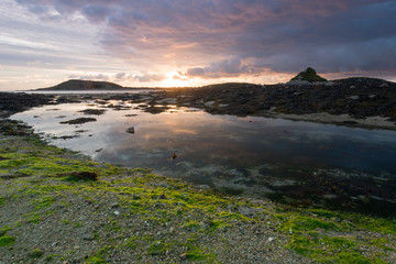 Fototapeta na wymiar Sunset taken from Tresco island on the scilly in cornwall england uk