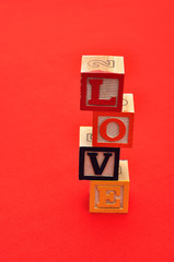 Valentine's Day.Love Spelled with colorful alphabet blocks