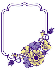 Beautiful frame with abstract flowers. Design element for advertisements, flyer, web, wedding, invitations and greeting cards. Vector clip art.