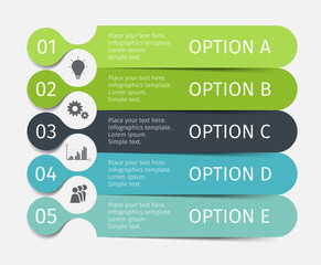 Vector elements for Infographics design. List for diagram, workflow layout, flowchart, steps, parts, timeline, chart, web design, background. Modern concept with 5 options, parts, processes.